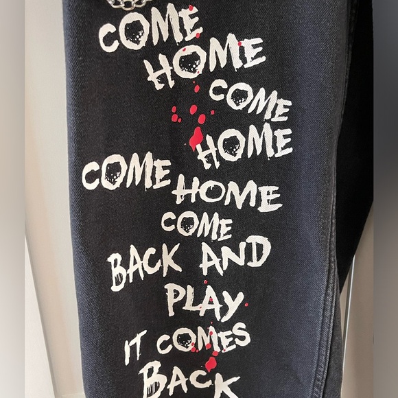 IT Chapter Two PENNYWISE Black Side Chain Wide leg Pants Goth Juniors Size 5 NWT - Picture 9 of 16